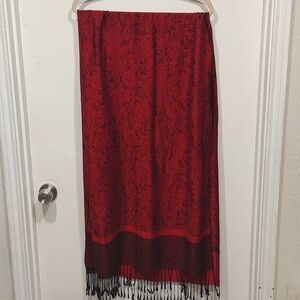 Pashmina Red Paisley Print Silk Blend Scarf Size    27" x 76"-Casual Boho Career